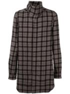 Rick Owens 'island' Checked Shirt, Men's, Size: 52, Grey, Cupro/virgin Wool