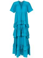 Adriana Degreas Ruffled Long Dress - Blue