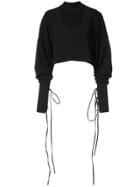 Solace London Oversized Cropped Cut Out Shirt - Black