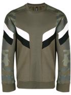 Neil Barrett Camouflage Panel Sweatshirt - Green