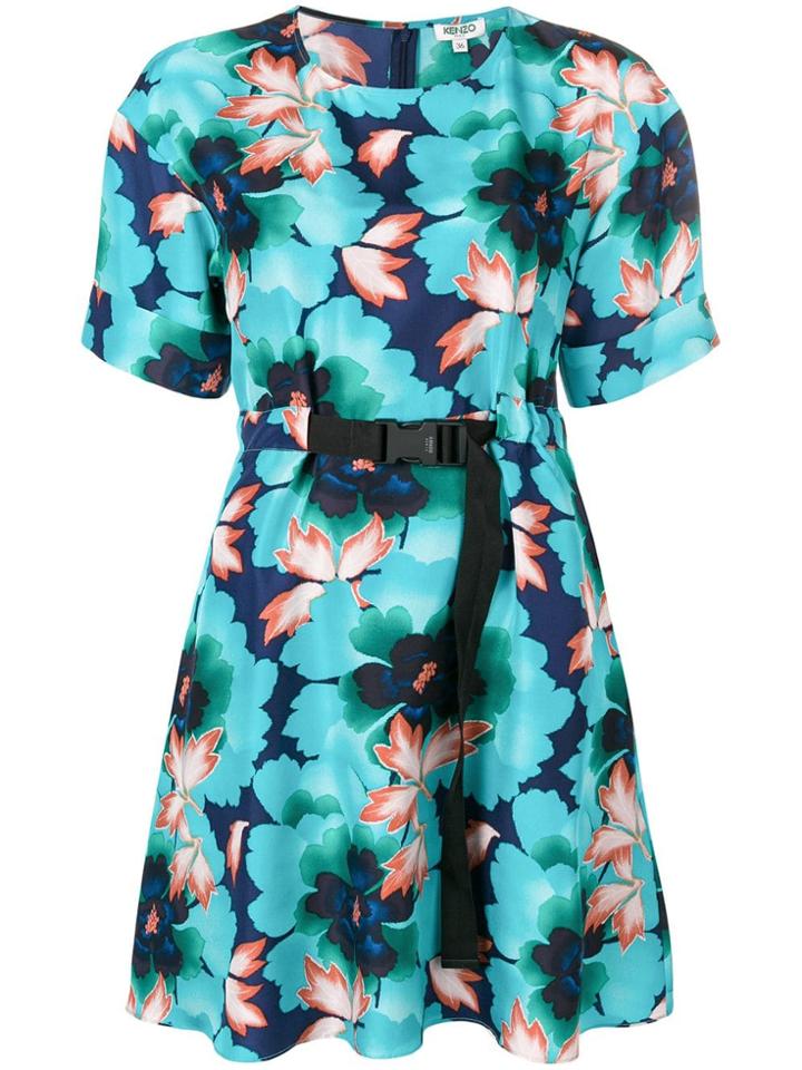 Kenzo Floral Print Dress - Blue