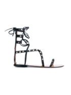 Valentino Garavani Rockstud Gladiator Sandals, Women's, Size: 39, Black, Calf Leather