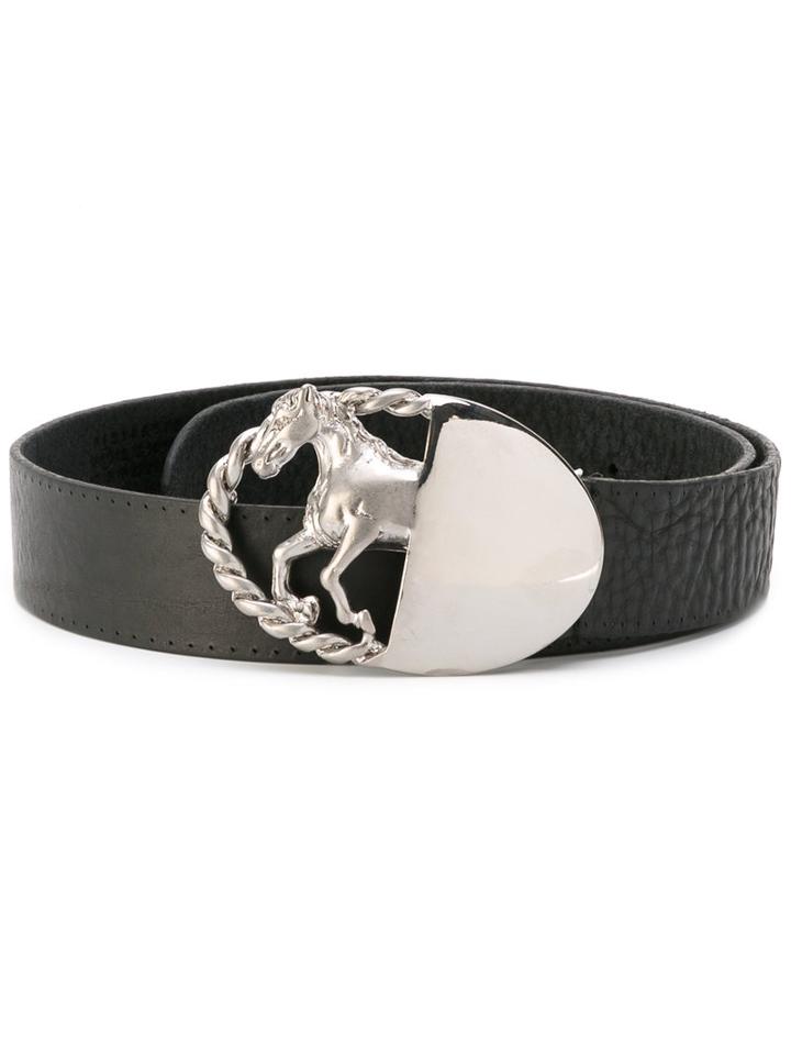 Maison Margiela - Silver Horse Buckle Belt - Men - Calf Leather/zinc - 90, Black, Calf Leather/zinc