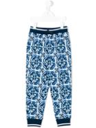 Dolce & Gabbana Kids - Majolica Print Trousers - Kids - Cotton - 3 Yrs, Blue