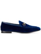 Gucci Blue Velvet Jordaan Loafers