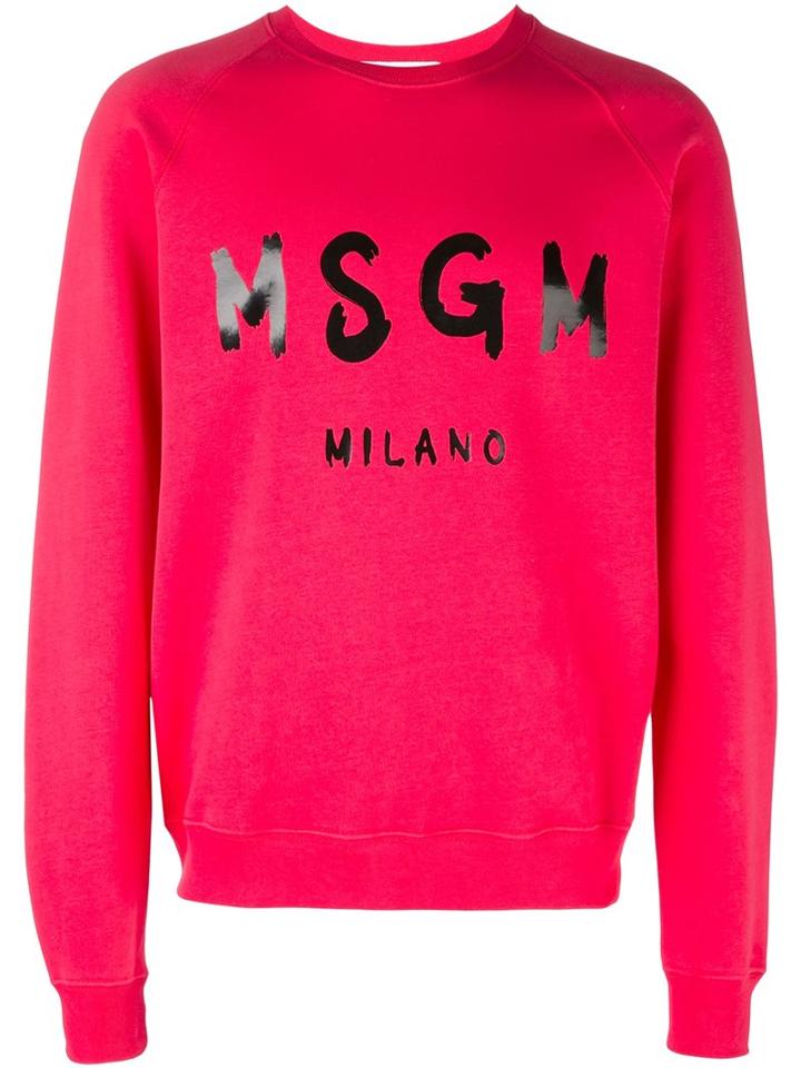 Msgm Logo Print Sweatshirt, Men's, Size: Large, Pink/purple, Cotton