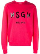 Msgm Logo Print Sweatshirt, Men's, Size: Large, Pink/purple, Cotton