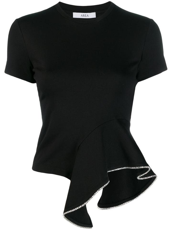 Area Asymmetric Dimanté T-shirt - Black