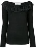 Blumarine Lace Trim Sweater - Black