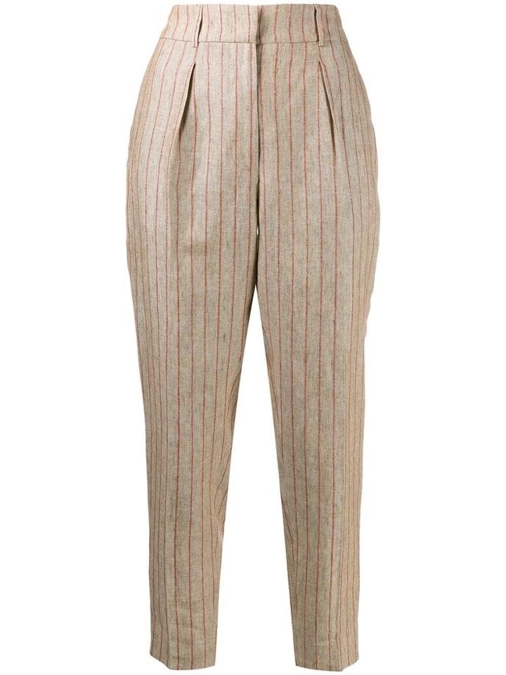 Peserico Striped Cropped Trousers - Neutrals