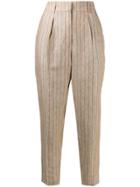Peserico Striped Cropped Trousers - Neutrals