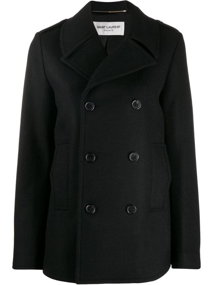 Saint Laurent Chaquetón Military Peacoat - Black