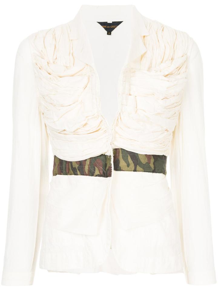 Comme Des Garçons Vintage Gathered Panel Fitted Jacket - White