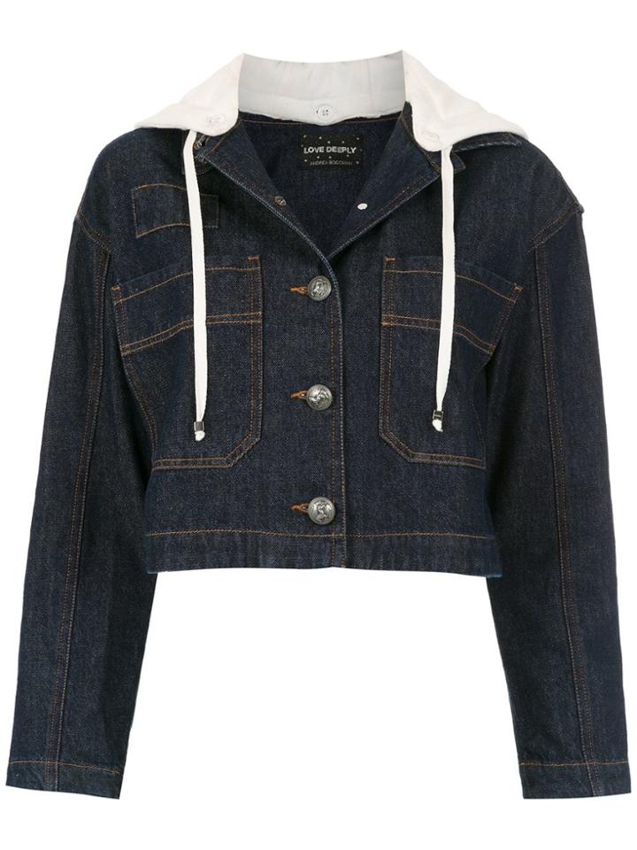 Andrea Bogosian Cropped Denim Jacket - Blue