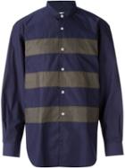 En Route Striped Band Collar Shirt, Men's, Size: 2, Blue, Cotton/cupro