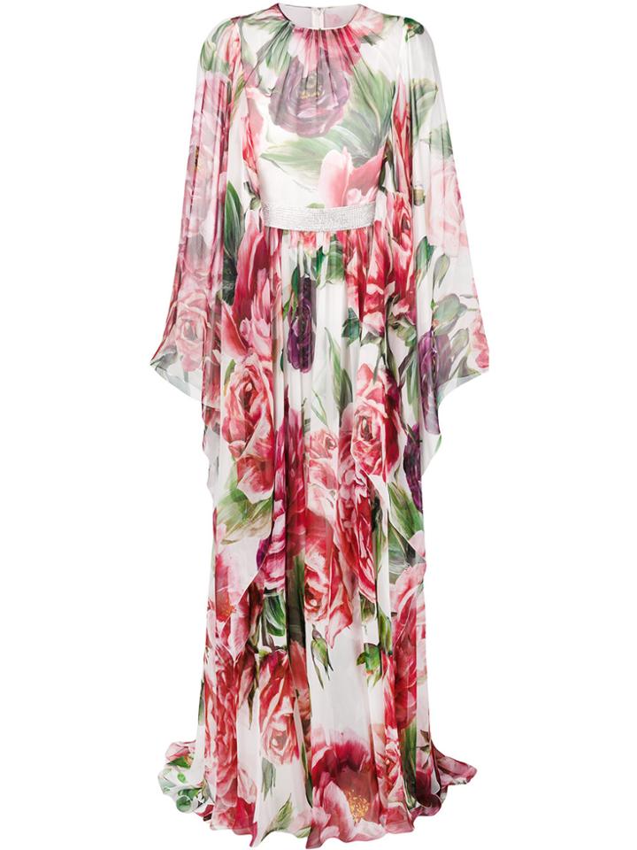 Dolce & Gabbana Peony-print Silk Dress - White