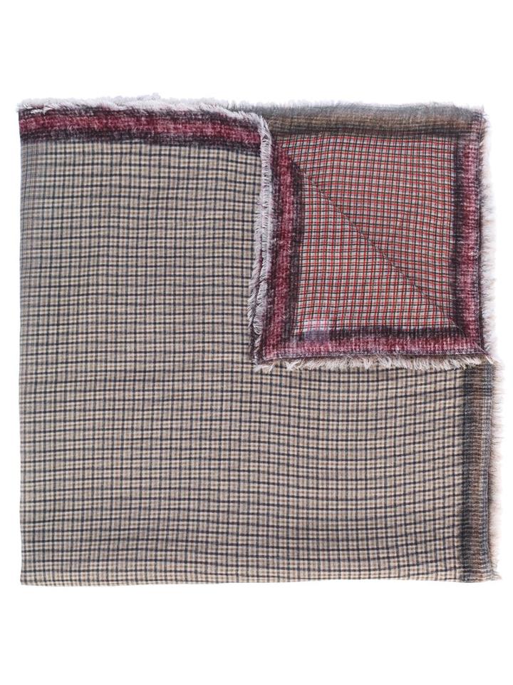 Faliero Sarti - Checked Scarf - Women - Cotton - One Size, Nude/neutrals, Cotton
