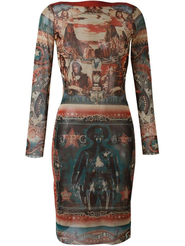 Jean Paul Gaultier Vintage Sheer Printed Dress