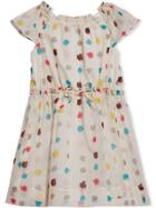 Burberry Kids Cut-out Detail Spot Print Cotton Dress - Neutrals