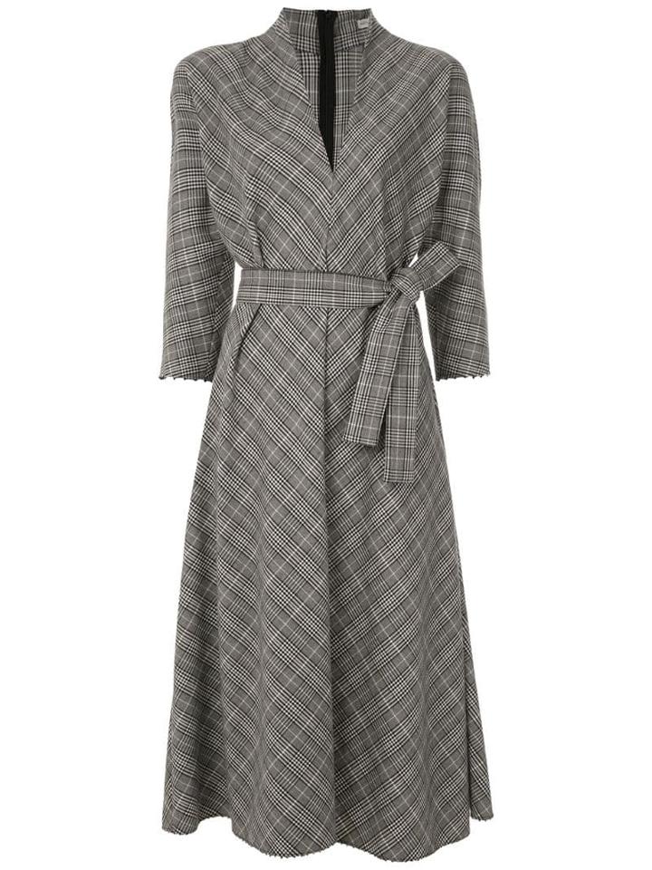 Martha Medeiros Luzia Midi Checked Dress - Grey