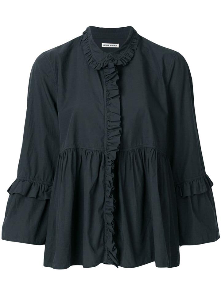 Henrik Vibskov Ruffle Hem Flared Shirt - Blue