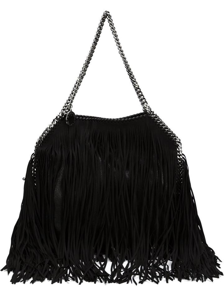 Stella Mccartney 'falabella' Fringed Tote, Women's, Black, Polyester