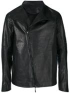 Masnada - Off-centre Zip Jacket - Men - Calf Leather - 50, Black, Calf Leather