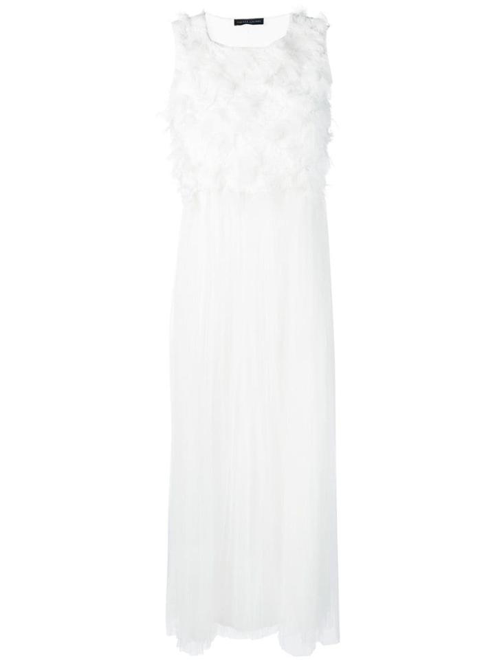 Fabiana Filippi Feathered Plisse Dress - White