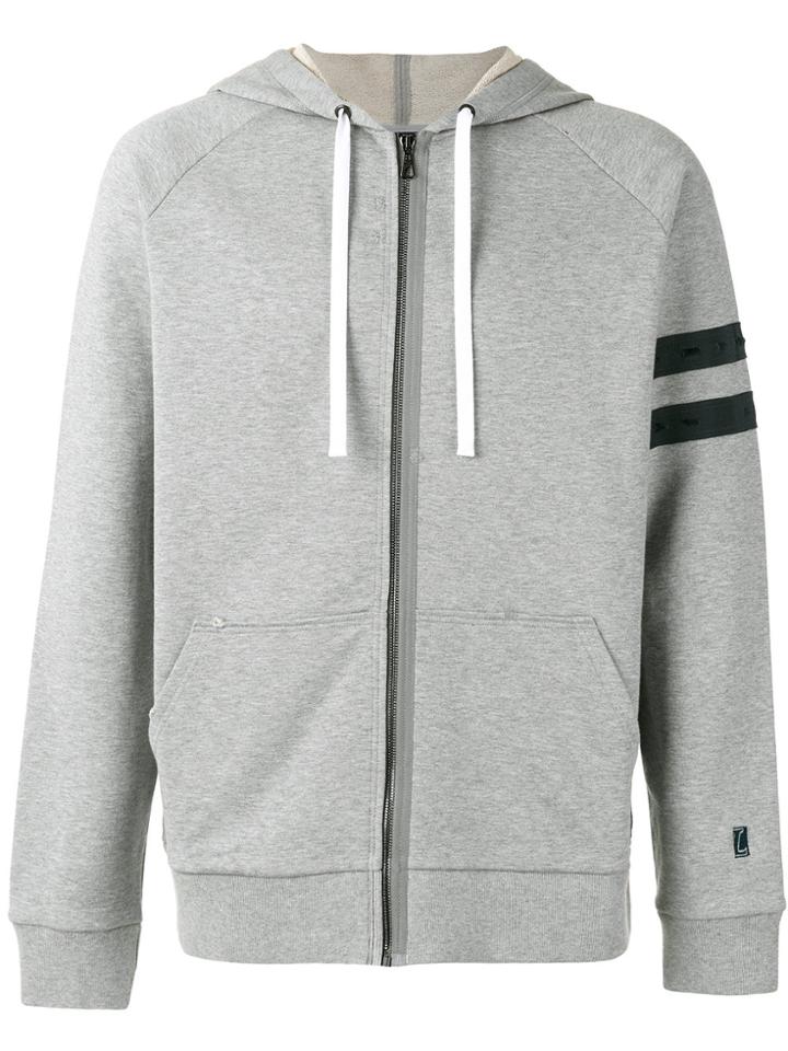 Lanvin Striped Sleeve Zip Hoodie - Grey