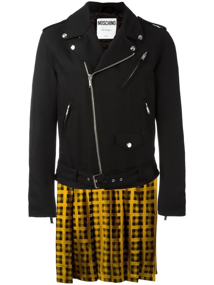 Moschino Trompe-l'oeil Biker Jacket, Men's, Size: 48, Black, Viscose/wool