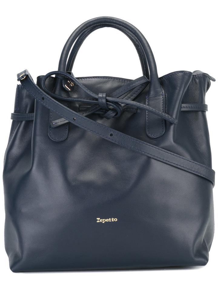 Repetto Logo Stamp Shoulder Bag, Women's, Blue, Calf Leather