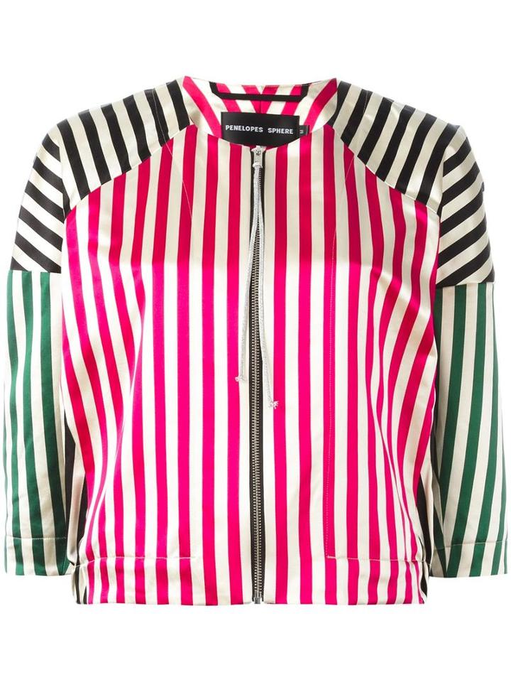 Penelophe's Sphere Striped Bomber Jacket, Women's, Size: Medium, Cotton/silk