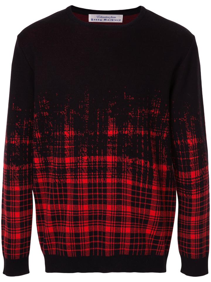 Education From Youngmachines Faded Check Print Pullover - Black