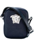 Versace Small Palazzo Medusa Shoulder Bag, Men's, Blue, Leather
