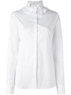Capucci Ruffle Collar Shirt, Women's, Size: 38, White, Cotton/polyamide/spandex/elastane