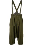 Yohji Yamamoto Overalls Cropped Jumpsuit, Women's, Size: 2, Green, Cotton