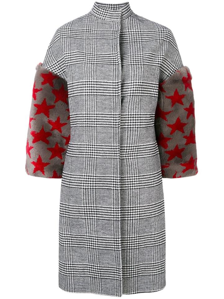 Ava Adore Checkered Midi Coat - Black