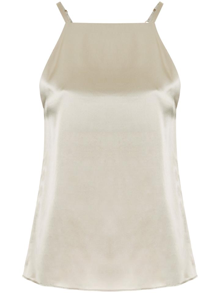 H Beauty & Youth Satin Square Neck Cami Top - Metallic