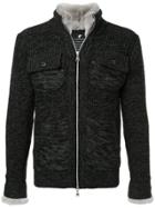 Loveless Ribbed Faux Fur Collar Jacket - Black