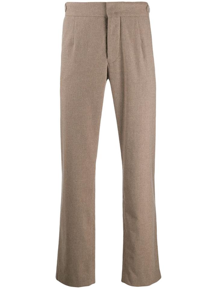 Maison Flaneur Tailored Straight Leg Trousers - Neutrals