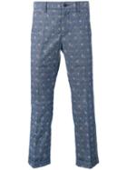 Sacai Aloha Printed Trousers, Men's, Size: 1, Blue, Cotton