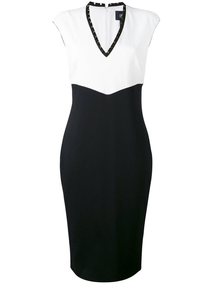 Cavalli Class - Pleated Trim Pencil Dress - Women - Polyester/spandex/elastane/acetate/viscose - 44, Black, Polyester/spandex/elastane/acetate/viscose