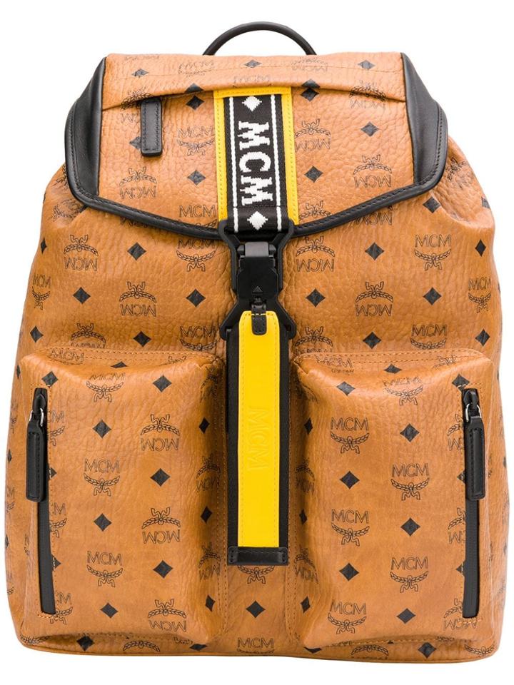 Mcm Logo Backpack - Brown