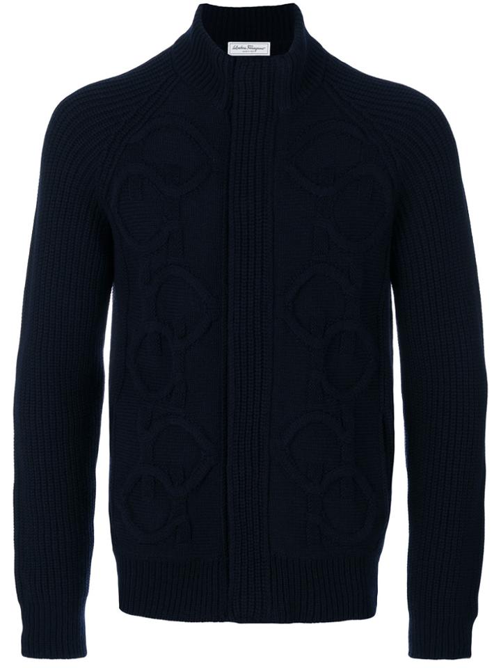 Salvatore Ferragamo Cable-knit Cardigan - Blue