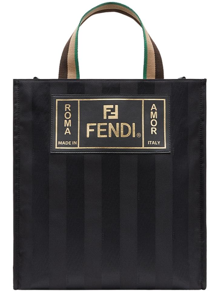 Fendi Striped Tote Bag - Black