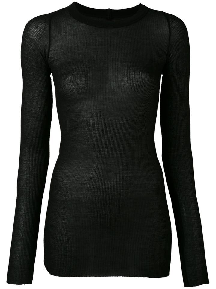 Rick Owens - Long Sleeve T-shirt - Women - Silk/viscose - 42, Black, Silk/viscose