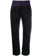 Suzusan Contrast Tailored Trousers - Black