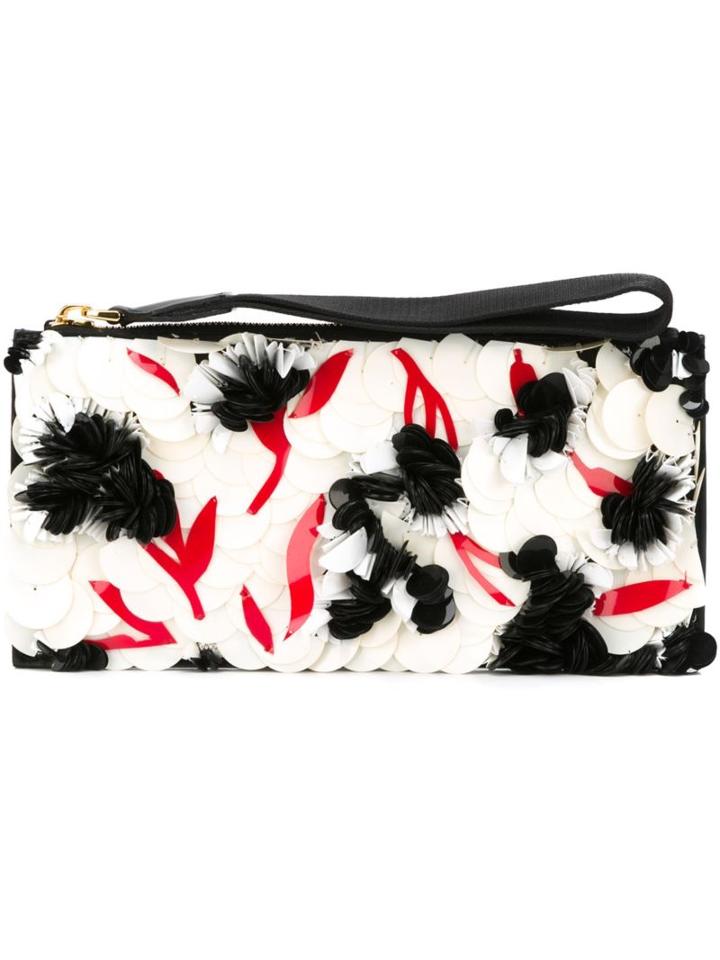 Marni Paillette Flower Clutch, Women's, Black