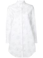 Thom Browne Floral Carnation Oxford Shirtdress - White