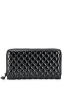 Alexander Mcqueen Patent Quilted Continental Wallet - Black